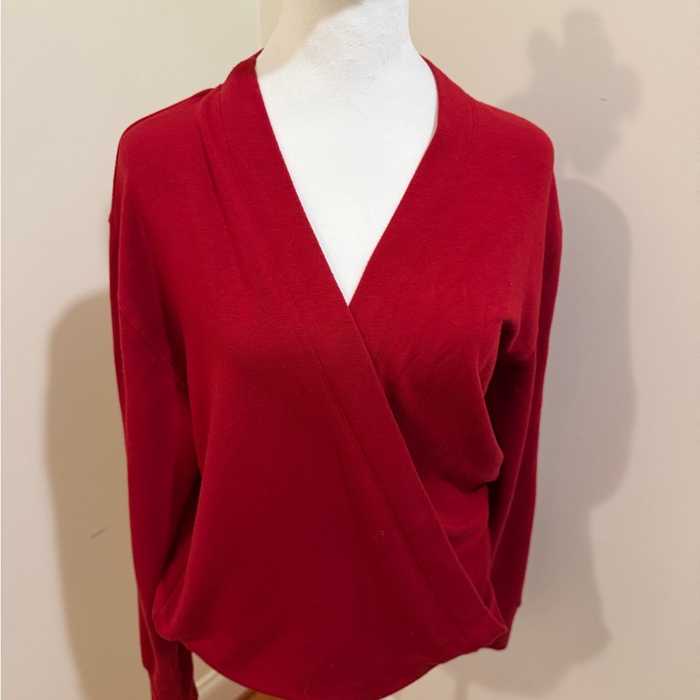Athleta Women's V-Neck Sweater in Bold Red